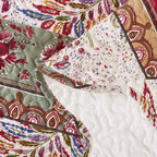 DaDa Bedding Rustic Bohemian Cranberry Sage Chevron Floral Bedspread Set (JHW-924) DaDalogy Bedding Collection