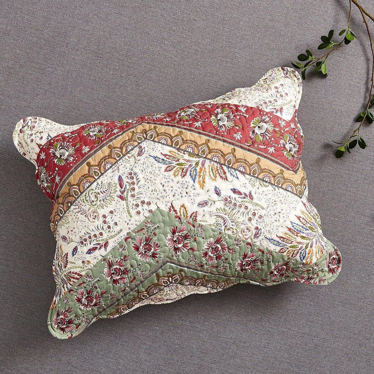 DaDa Bedding Rustic Bohemian Cranberry Sage Chevron Floral Bedspread Set (JHW-924) DaDalogy Bedding Collection