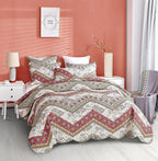 DaDa Bedding Rustic Bohemian Cranberry Sage Chevron Floral Bedspread Set (JHW-924) DaDalogy Bedding Collection