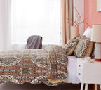 DaDa Bedding Rustic Earthy Cross Motif Folk Ogee Moroccan Scalloped Quilted Bedspread Set (JHW-944) DaDalogy Bedding Collection