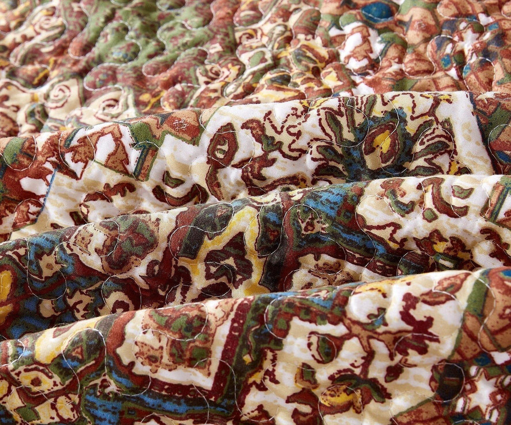 DaDa Bedding Rustic Earthy Cross Motif Folk Ogee Moroccan Scalloped Quilted Bedspread Set (JHW-944) DaDalogy Bedding Collection