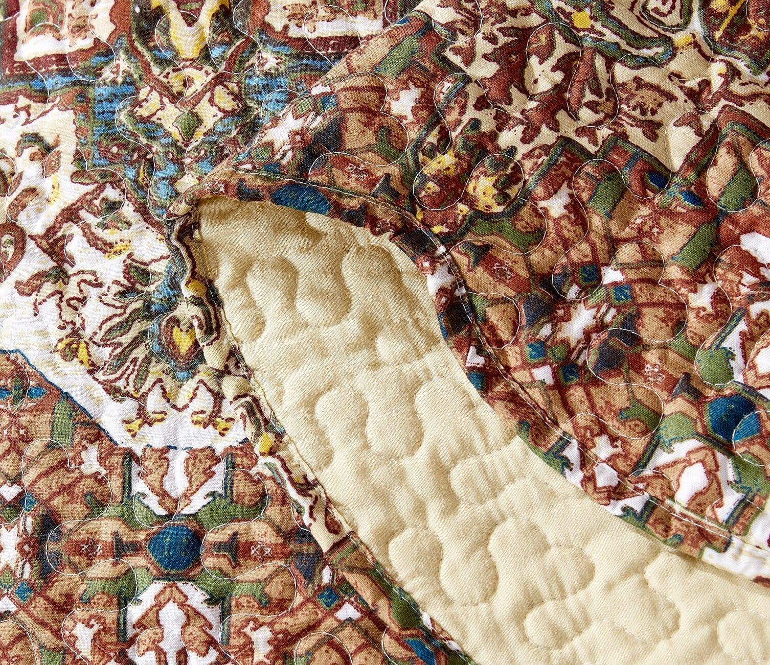 DaDa Bedding Rustic Earthy Cross Motif Folk Ogee Moroccan Scalloped Quilted Bedspread Set (JHW-944) DaDalogy Bedding Collection