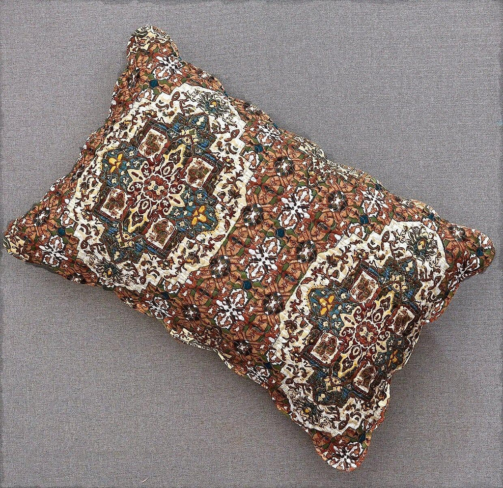 DaDa Bedding Rustic Earthy Cross Motif Folk Ogee Moroccan Scalloped Quilted Bedspread Set (JHW-944) DaDalogy Bedding Collection