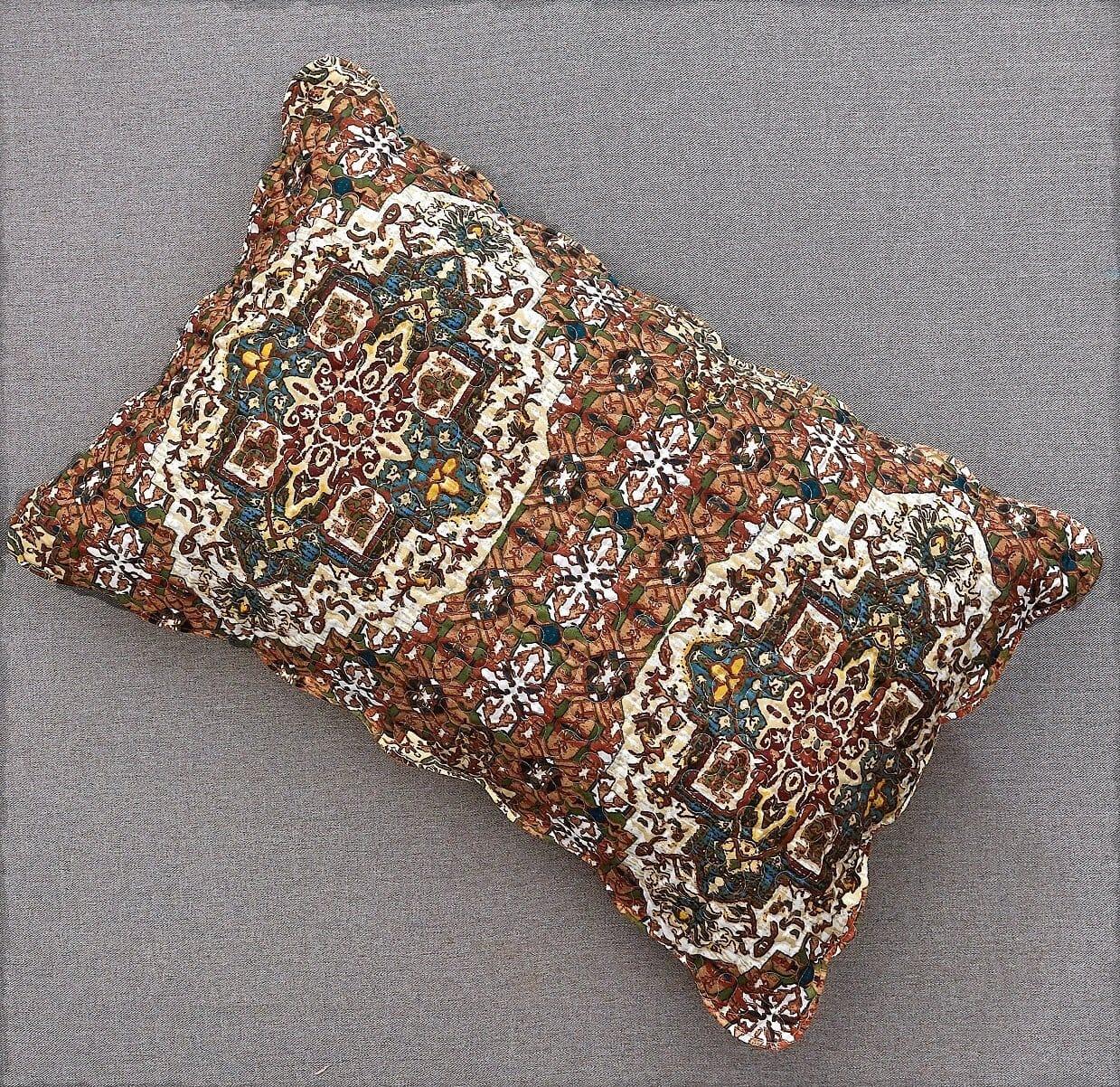 DaDa Bedding Rustic Earthy Cross Motif Folk Ogee Moroccan Scalloped Quilted Bedspread Set (JHW-944) DaDalogy Bedding Collection