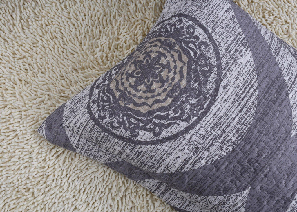 DaDa Bedding Rustic Grey Mosaic Distressed Medallion Reversible Quilted Bedspread Set (SD16299) DaDalogy Bedding Collection