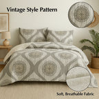 DaDa Bedding Rustic Grey Mosaic Distressed Medallion Reversible Quilted Bedspread Set (SD16299) DaDalogy Bedding Collection