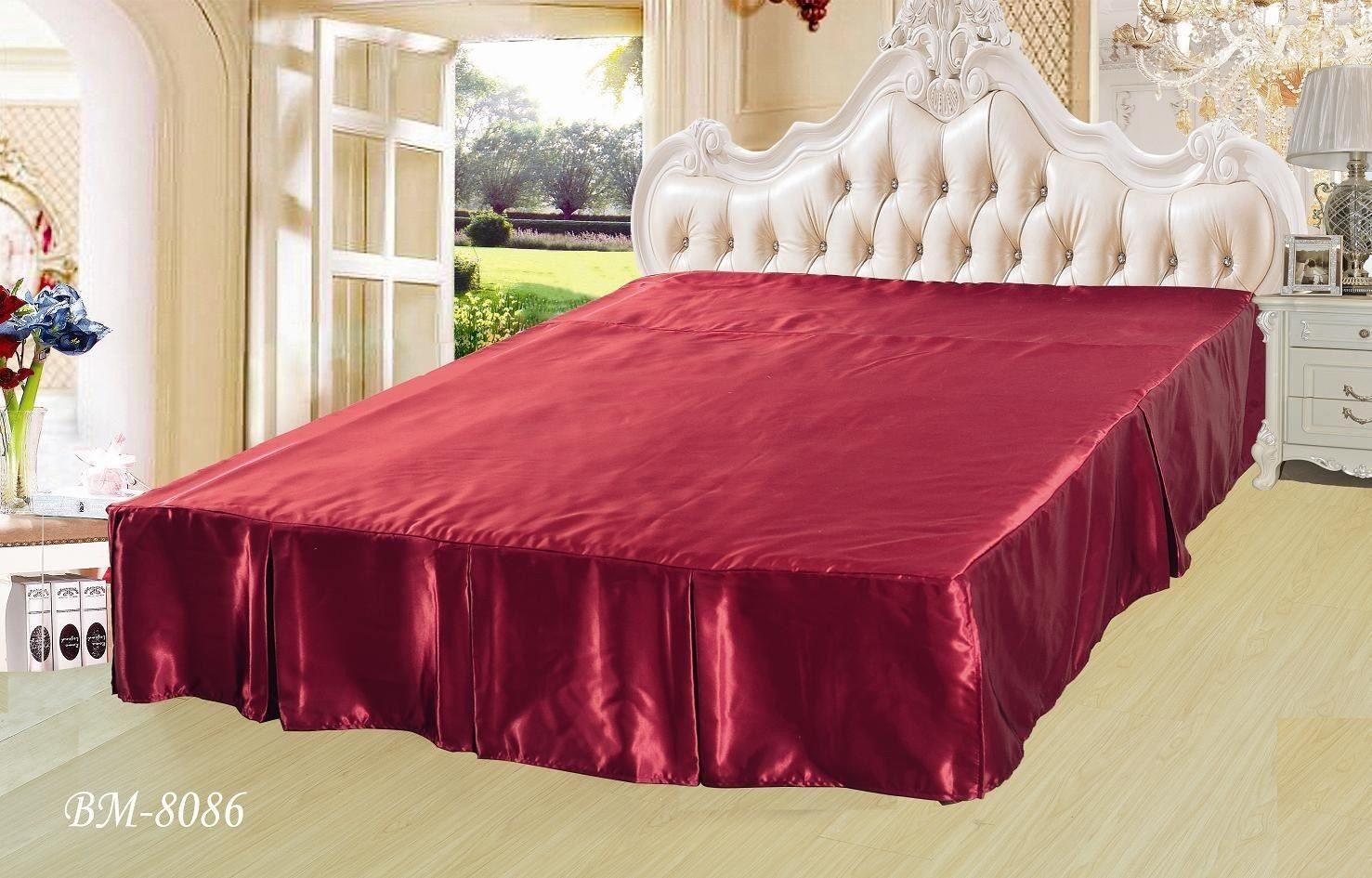DaDa Bedding Sangria Ruby Red Dust Ruffle Pleated Bed Skirt - 14" Drop - Cal King (BS-BM8086) DaDalogy Bedding Collection