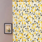 DaDa Bedding Set of 2 Botanical Floral Window Curtain Panels - Natural Semi Sheer Yellow Fleur Golden Orange Spring Time Tulips Straight Tailored Edge DaDalogy Bedding Collection