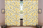 DaDa Bedding Set of 2 Botanical Floral Window Curtain Panels - Natural Semi Sheer Yellow Fleur Golden Orange Spring Time Tulips Straight Tailored Edge DaDalogy Bedding Collection