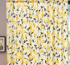 DaDa Bedding Set of 2 Botanical Floral Window Curtain Panels - Natural Semi Sheer Yellow Fleur Golden Orange Spring Time Tulips Straight Tailored Edge DaDalogy Bedding Collection