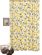 DaDa Bedding Set of 2 Botanical Floral Window Curtain Panels - Natural Semi Sheer Yellow Fleur Golden Orange Spring Time Tulips Straight Tailored Edge DaDalogy Bedding Collection