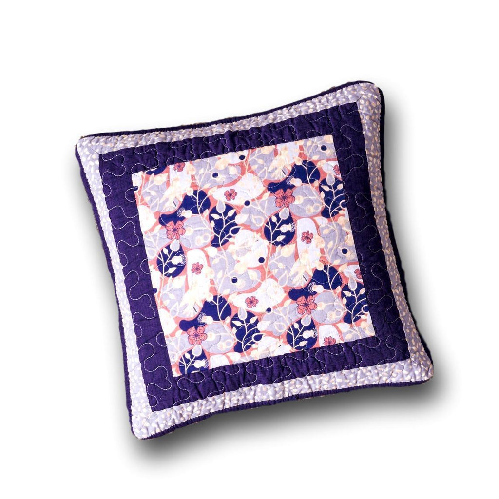 DaDa Bedding Set of 2-Pieces Peachy Blossoms Purple Floral Patchwork Throw Pillow Covers, 18" x 18" - Designed in USA (JHW877) DaDalogy Bedding Collection