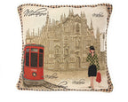 DaDa Bedding Set of 2-Pieces Postcard Milan Tapestry Throw Pillow Covers w/ Pillow Inserts, 18" x 18" DaDalogy Bedding Collection