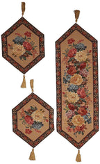 DaDa Bedding Set of 3-Pieces - Breath of Spring Floral Beige Woven Dining Tapestry Table Runners (3089) DaDalogy Bedding Collection