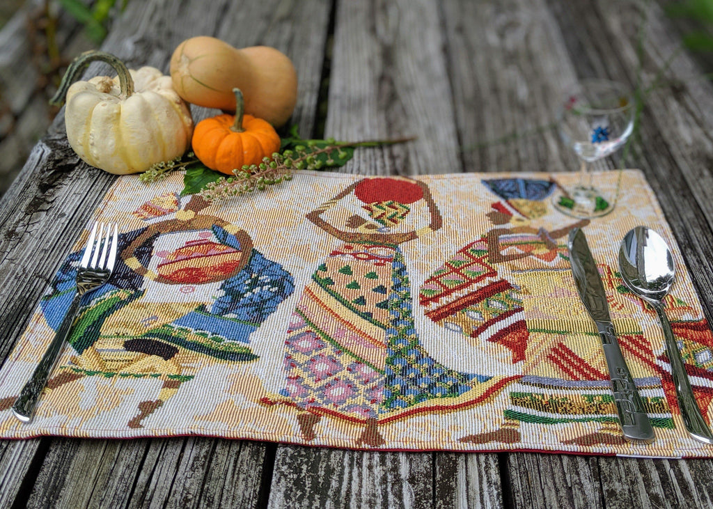 DaDa Bedding Set of 4-Pieces Dancing Women African Kwanzaa Tapestry Dining Table Placemats 13” x 19” (18117) DaDalogy Bedding Collection