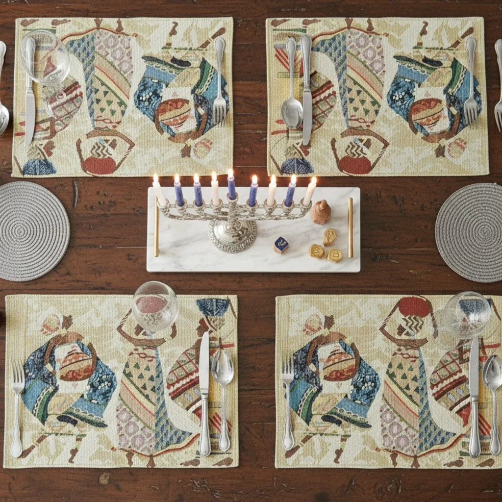 DaDa Bedding Set of 4-Pieces Dancing Women African Kwanzaa Tapestry Dining Table Placemats 13” x 19” (18117) DaDalogy Bedding Collection