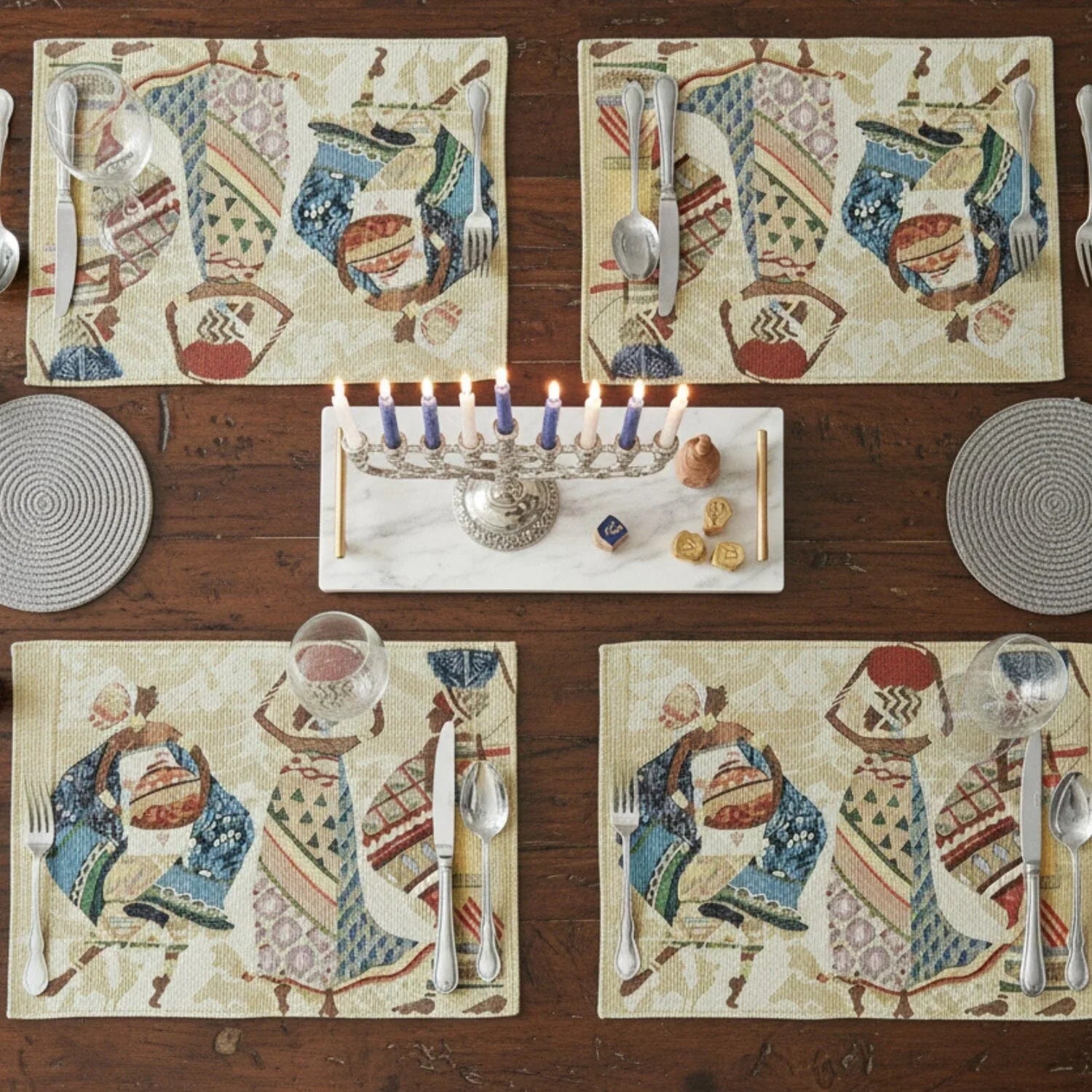 DaDa Bedding Set of 4-Pieces Dancing Women African Kwanzaa Tapestry Dining Table Placemats 13” x 19” (18117) DaDalogy Bedding Collection