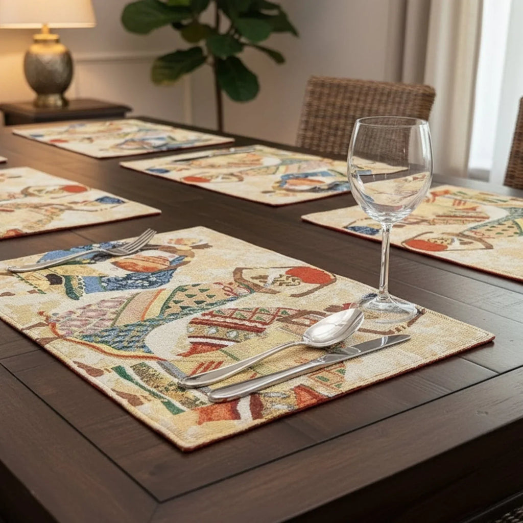 DaDa Bedding Set of 4-Pieces Dancing Women African Kwanzaa Tapestry Dining Table Placemats 13” x 19” (18117) DaDalogy Bedding Collection