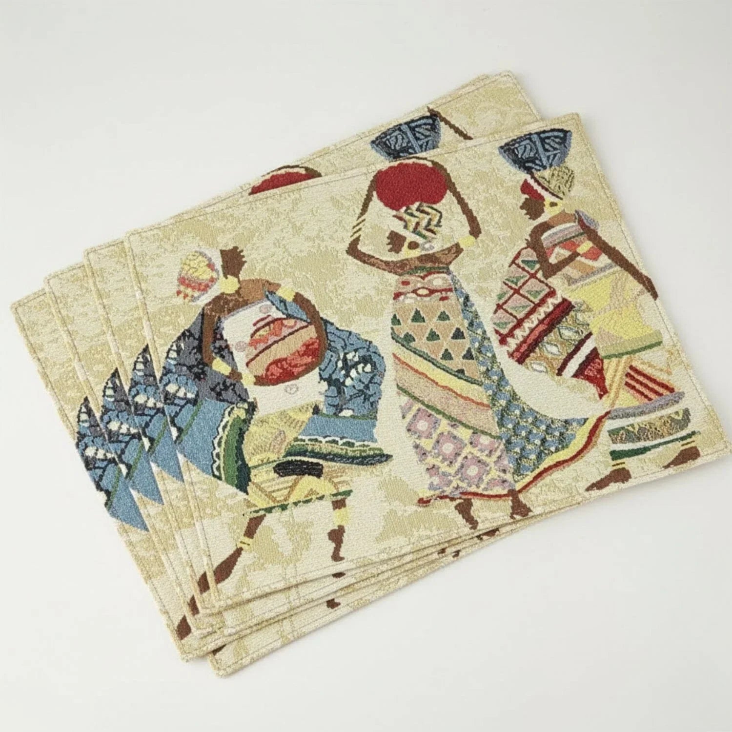 DaDa Bedding Set of 4-Pieces Dancing Women African Kwanzaa Tapestry Dining Table Placemats 13” x 19” (18117) DaDalogy Bedding Collection