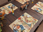 DaDa Bedding Set of 4-Pieces Dancing Women African Kwanzaa Tapestry Dining Table Placemats 13” x 19” (18117) DaDalogy Bedding Collection