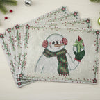 DaDa Bedding Set of 4-Pieces Magical Snowman Holiday Tapestry Placemats 13” x 19” (9733) DaDalogy Bedding Collection