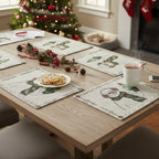 DaDa Bedding Set of 4-Pieces Magical Snowman Holiday Tapestry Placemats 13” x 19” (9733) DaDalogy Bedding Collection