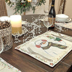 DaDa Bedding Set of 4-Pieces Magical Snowman Holiday Tapestry Placemats 13” x 19” (9733) DaDalogy Bedding Collection