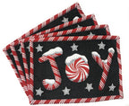 DaDa Bedding Set of 4-Pieces Peppermint Joy Holiday Tapestry Placemats 13” x 19” (12904) DaDalogy Bedding Collection