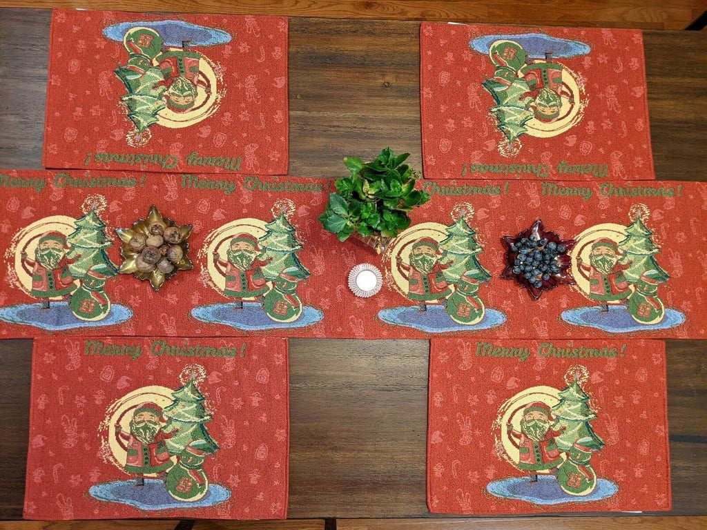 DaDa Bedding Set of 4-Pieces Red Santa Claus Christmas Tapestry Placemats 13” x 19” (17615) DaDalogy Bedding Collection