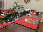 DaDa Bedding Set of 4-Pieces Red Santa Claus Christmas Tapestry Placemats 13” x 19” (17615) DaDalogy Bedding Collection