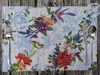 DaDa Bedding Set of 4-Pieces Tropical Sky Blue Birds Floral Tapestry Dining Table Placemats 13” x 19” (18116) DaDalogy Bedding Collection