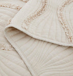 DaDa Bedding Soft Charming French Country Ruffles Quilted Cotton Bedspread Set - Ivory Cream Tan (JHW873) DaDalogy Bedding Collection