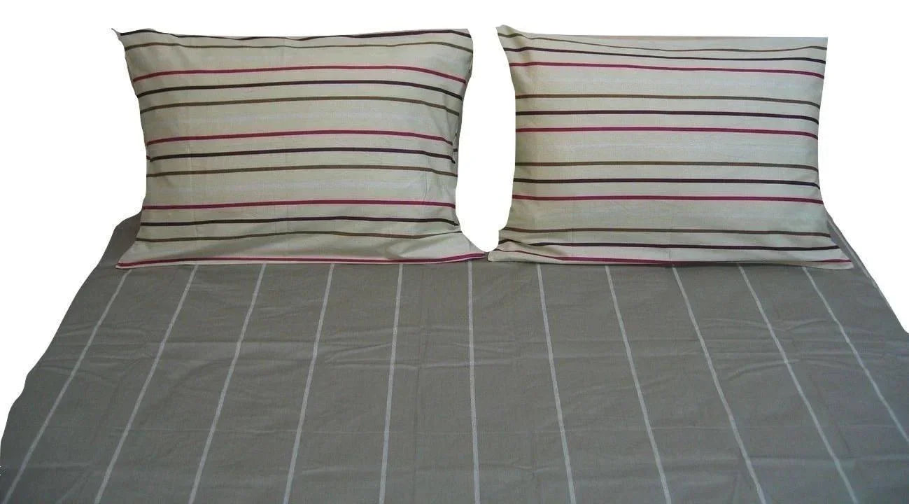 DaDa Bedding Solid Soft Multi Striped Fitted Sheet & Pillow Cases Set (FTS8293) DaDalogy Bedding Collection