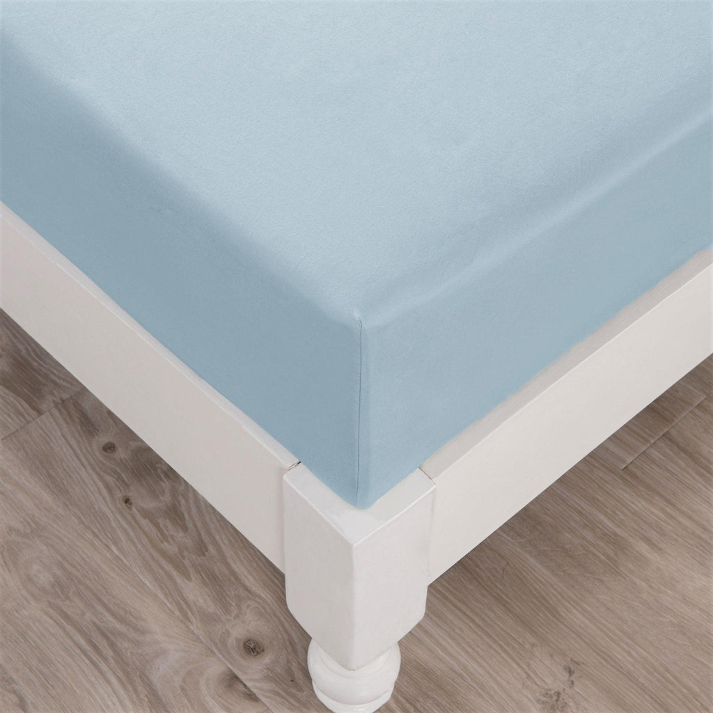 DaDa Bedding Soothing SeaFoam Sky Blue Cotton Fitted Bed Sheet w/Pillow Cases (JHW604) DaDalogy Bedding Collection
