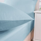 DaDa Bedding Soothing SeaFoam Sky Blue Cotton Fitted Bed Sheet w/Pillow Cases (JHW604) DaDalogy Bedding Collection