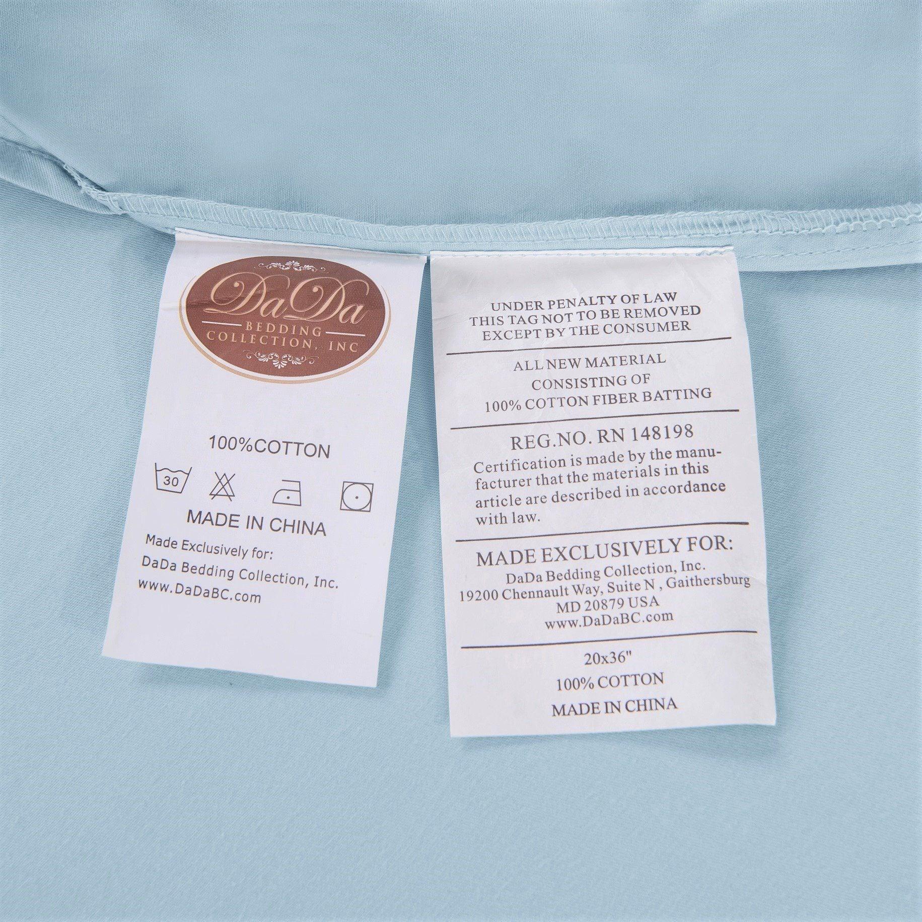 DaDa Bedding Soothing SeaFoam Sky Blue Cotton Fitted Bed Sheet w/Pillow Cases (JHW604) DaDalogy Bedding Collection