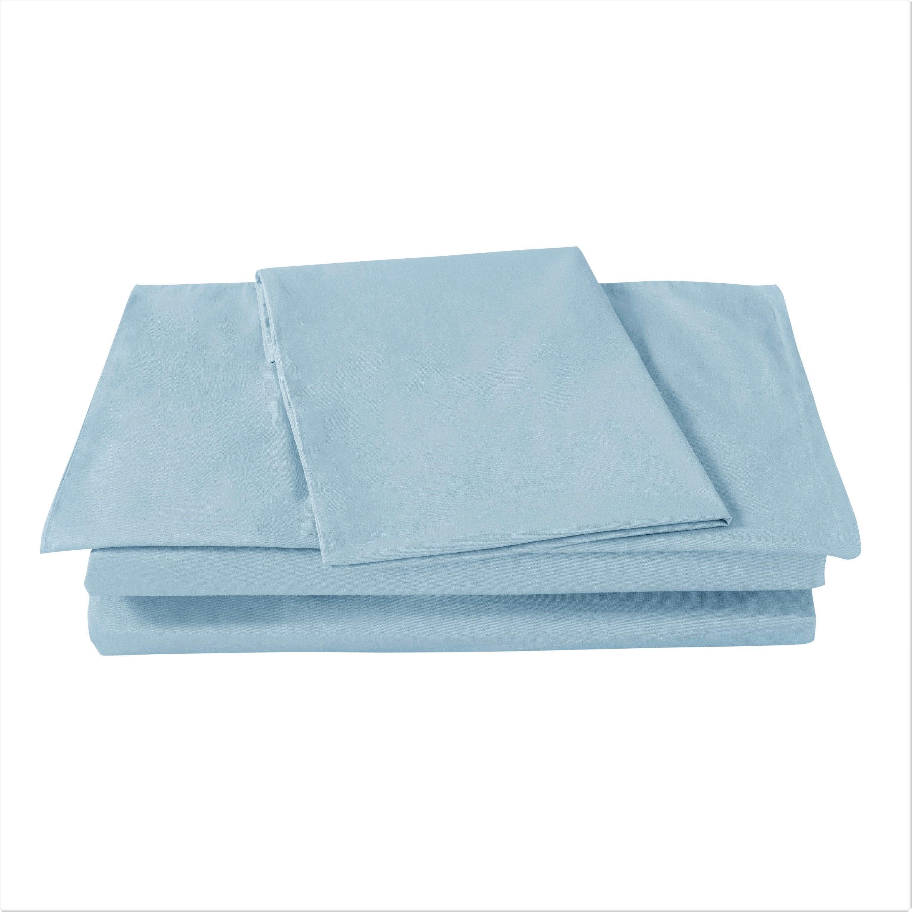 DaDa Bedding Soothing SeaFoam Sky Blue Cotton Fitted Bed Sheet w/Pillow Cases (JHW604) DaDalogy Bedding Collection