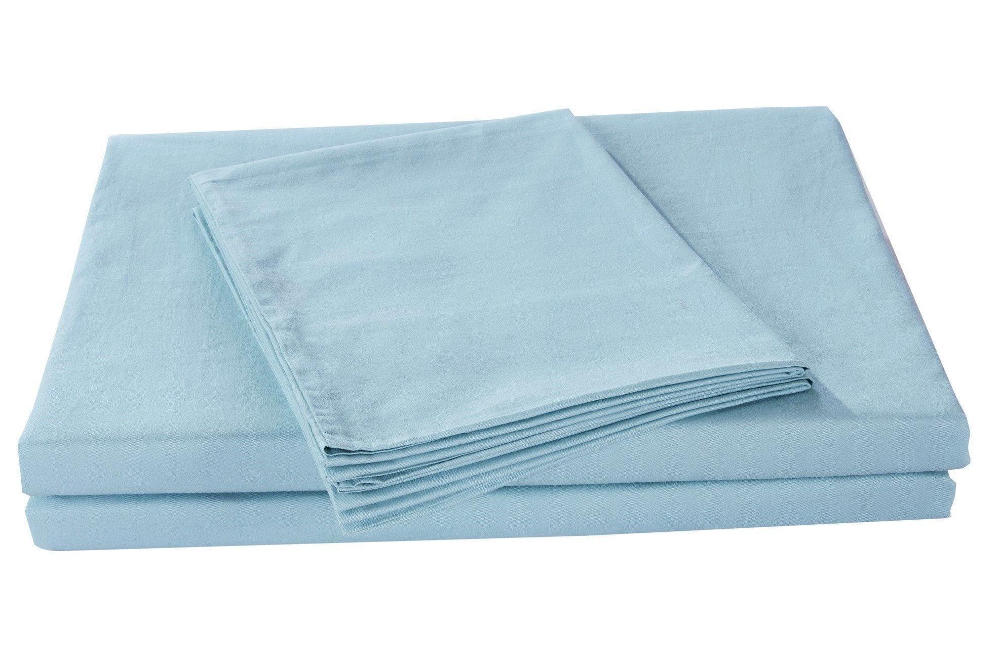 DaDa Bedding Soothing SeaFoam Sky Blue Cotton Fitted Bed Sheet w/Pillow Cases (JHW604) DaDalogy Bedding Collection