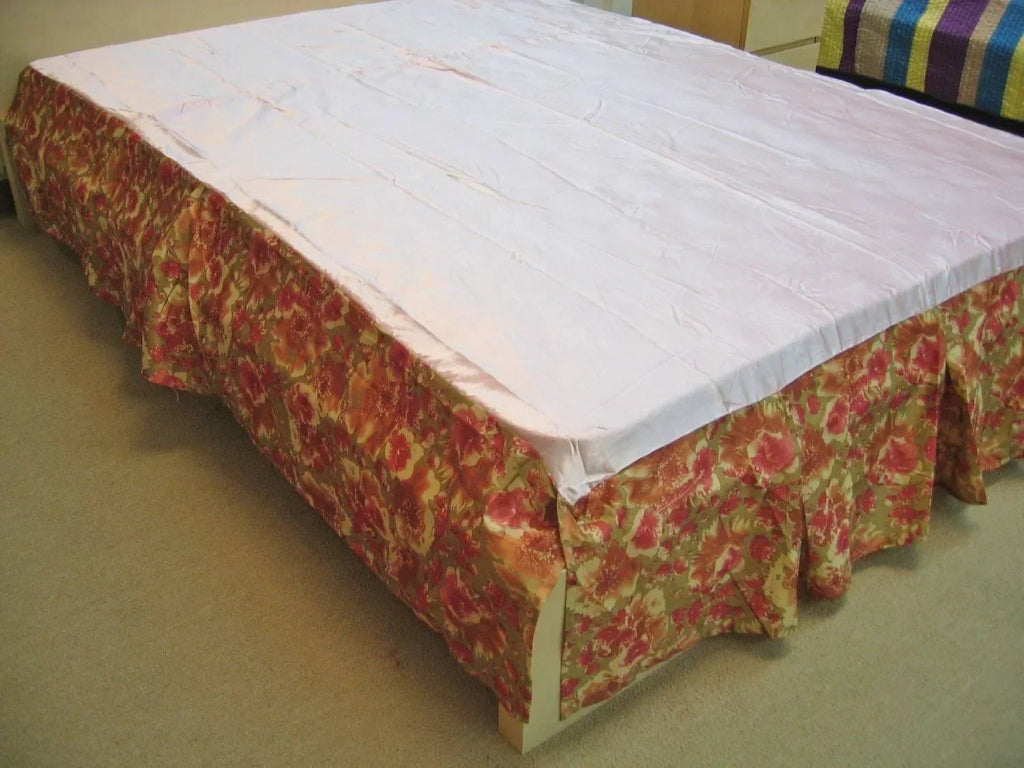 DaDa Bedding Sunrise Hibiscus Floral Dust Ruffle Pleated Satiny Pink Bed Skirt - 14" Drop  (BS-BM465L-1) DaDalogy Bedding Collection