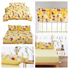 DaDa Bedding Sunshine Yellow Hummingbirds Floral Duvet Cover & Fitted Flat Bed Sheets Set w/ Pillow Cases Window Valances (925) DaDalogy Bedding Collection