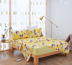 DaDa Bedding Sunshine Yellow Hummingbirds Floral Duvet Cover & Fitted Flat Bed Sheets Set w/ Pillow Cases Window Valances (925) DaDalogy Bedding Collection