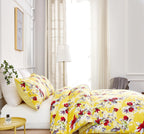 DaDa Bedding Sunshine Yellow Hummingbirds Floral Duvet Cover Set w/ Pillow Cases (JHW-925) DaDalogy Bedding Collection