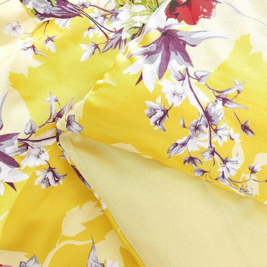 DaDa Bedding Sunshine Yellow Hummingbirds Floral Duvet Cover Set w/ Pillow Cases (JHW-925) DaDalogy Bedding Collection
