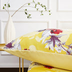 DaDa Bedding Sunshine Yellow Hummingbirds Floral Fitted Bed Sheet w/ Pillow Cases (JHW-925) DaDalogy Bedding Collection