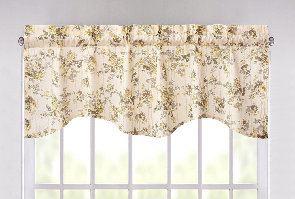 DaDa Bedding Vintage Dainty Yellow Floral Cottage Window Curtain Valance - 18" x 52" (JHW-866) DaDalogy Bedding Collection