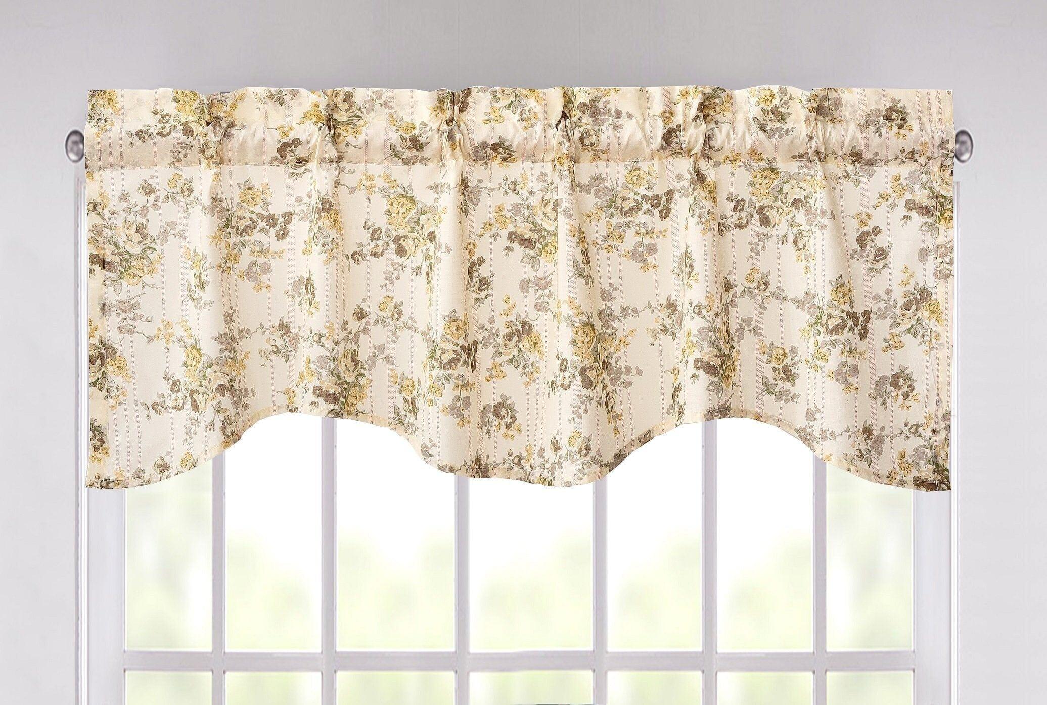 DaDa Bedding Vintage Dainty Yellow Floral Cottage Window Curtain Valance - 18" x 52" (JHW-866) DaDalogy Bedding Collection