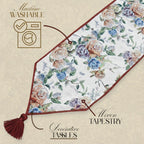 DaDa Bedding Vintage Romantic Roses Lovely Pink Floral Woven Tapestry Dining Table Runner (879) DaDalogy Bedding Collection