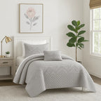 DaDa Bedding Whimsical Lavender Grey Cottage Soft Quilted Coverlet Bedspread Set (JHW866) DaDalogy Bedding Collection