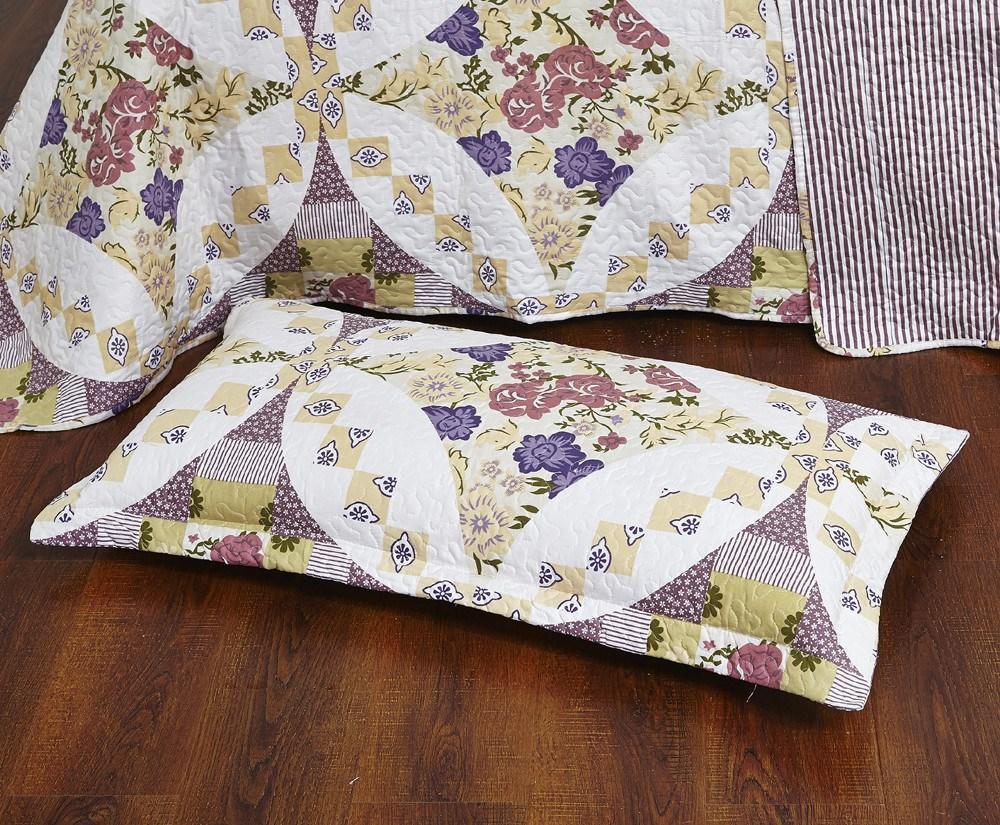 DaDa Bedding Wisteria Cottage Roses Floral Lightweight Quilted Bedspread Set (HS-1003) DaDalogy Bedding Collection