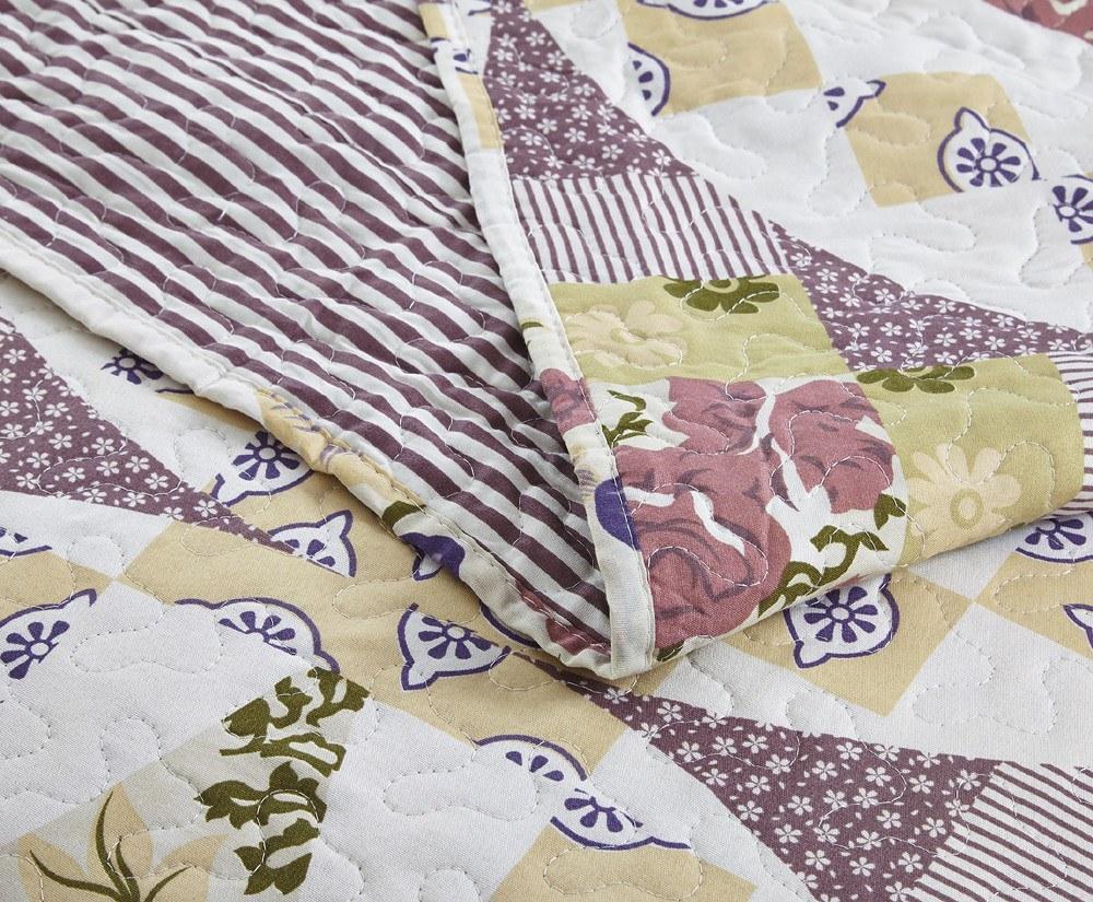 DaDa Bedding Wisteria Cottage Roses Floral Lightweight Quilted Bedspread Set (HS-1003) DaDalogy Bedding Collection